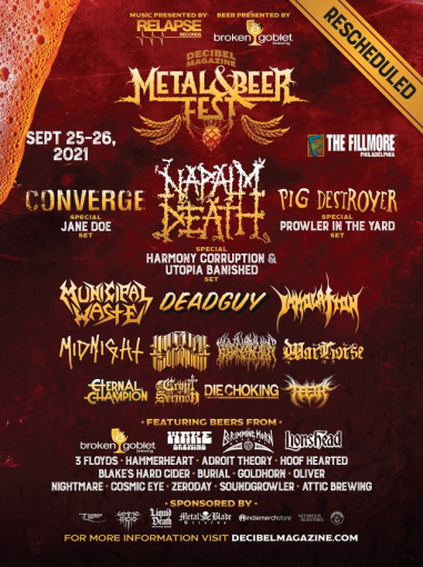 NAPALM DEATH And CONVERGE To Headline 'Decibel Magazine Metal & Beer Fest: Philly'